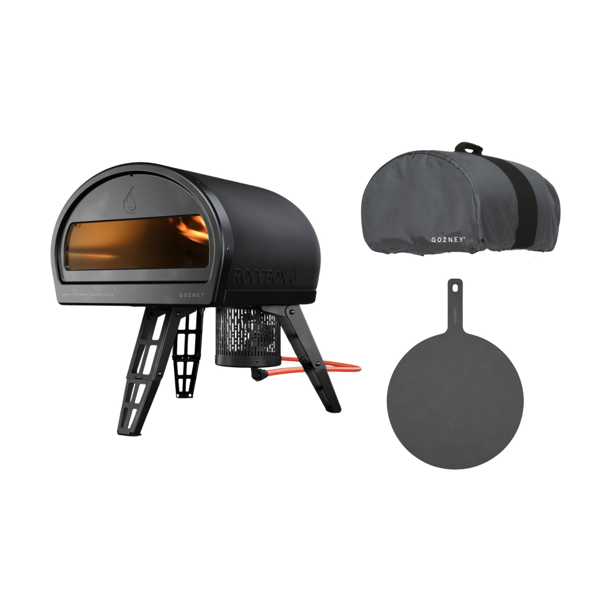 Gozney Roccbox Pizzaofen Set mit Abdeckhaube und Servierteller