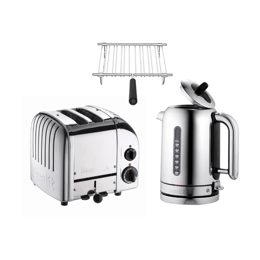Dualit Frühstücksset inkl. 2er Toaster + 1,7 L Wasserkocher und Brötchenaufsatz