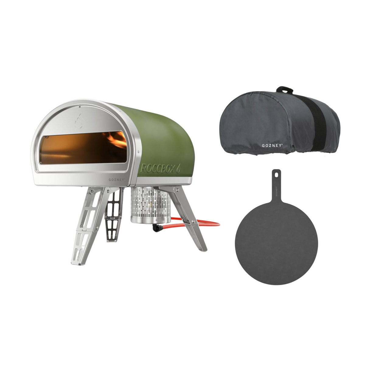Gozney Roccbox Pizzaofen Set mit Abdeckhaube und Servierteller